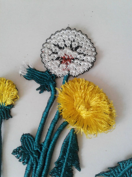 Dandelion Flower Handmade Embroidered Patch