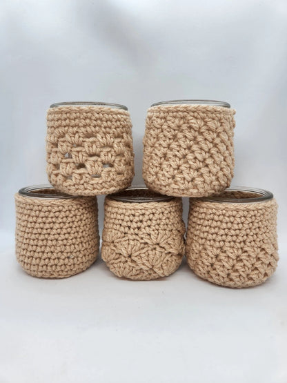 Handmade Crochet Covers for Oui Yogurt Jars – Set of 5 | Candle Holder, Succulent Pot & Catchall