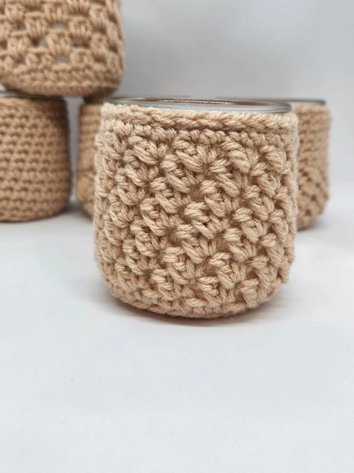 Handmade Crochet Covers for Oui Yogurt Jars – Set of 5 | Candle Holder, Succulent Pot & Catchall