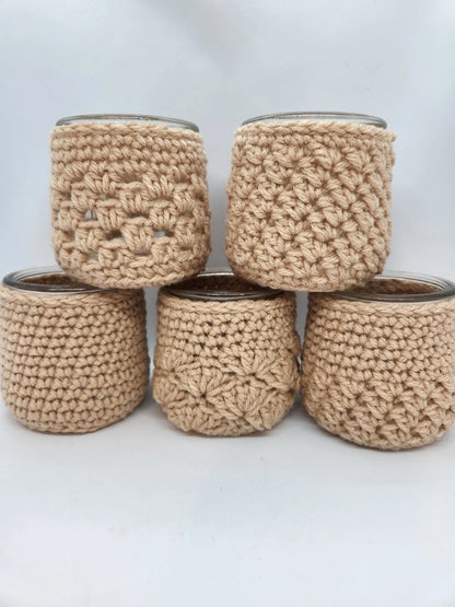 Handmade Crochet Covers for Oui Yogurt Jars – Set of 5 | Candle Holder, Succulent Pot & Catchall
