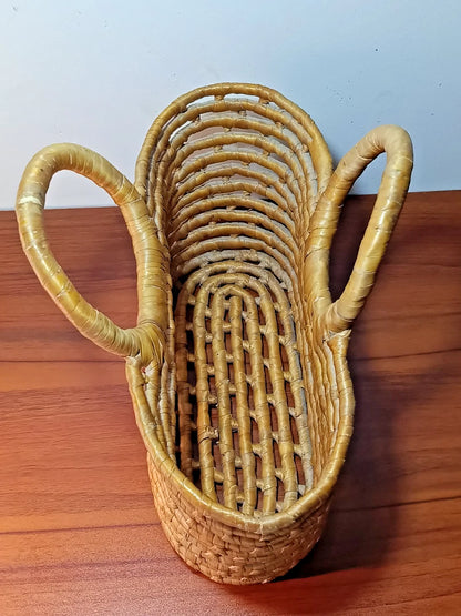 Handmade Vintage Natural Fiber Woven Weaved Top Handle Tote Bag
