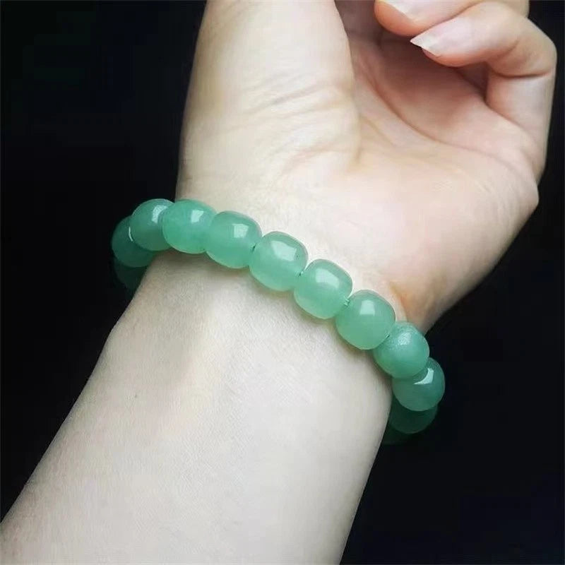 10-9mm Natural Dongling Jade Green Women's Bracelet