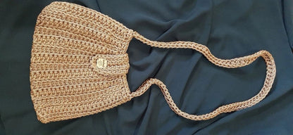 Handmade Boho Crochet Shoulder Bag for Women – Woven Knitted Purse in Beige