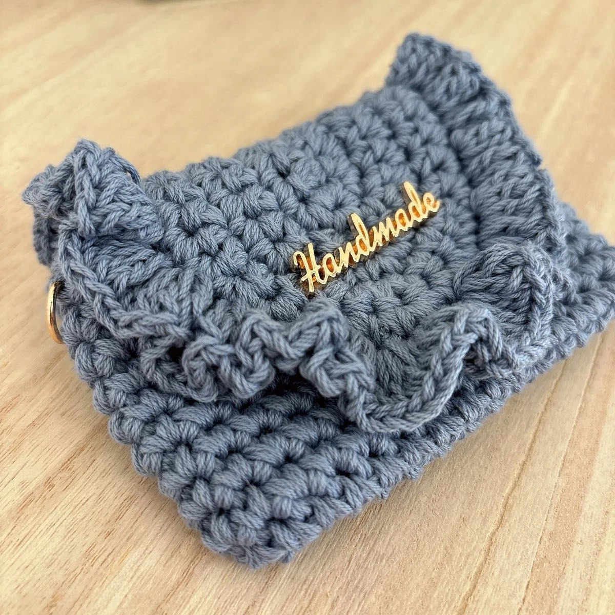 Handmade Frill Card Case in Dusty Blue – Crochet Simple Card Case Gift