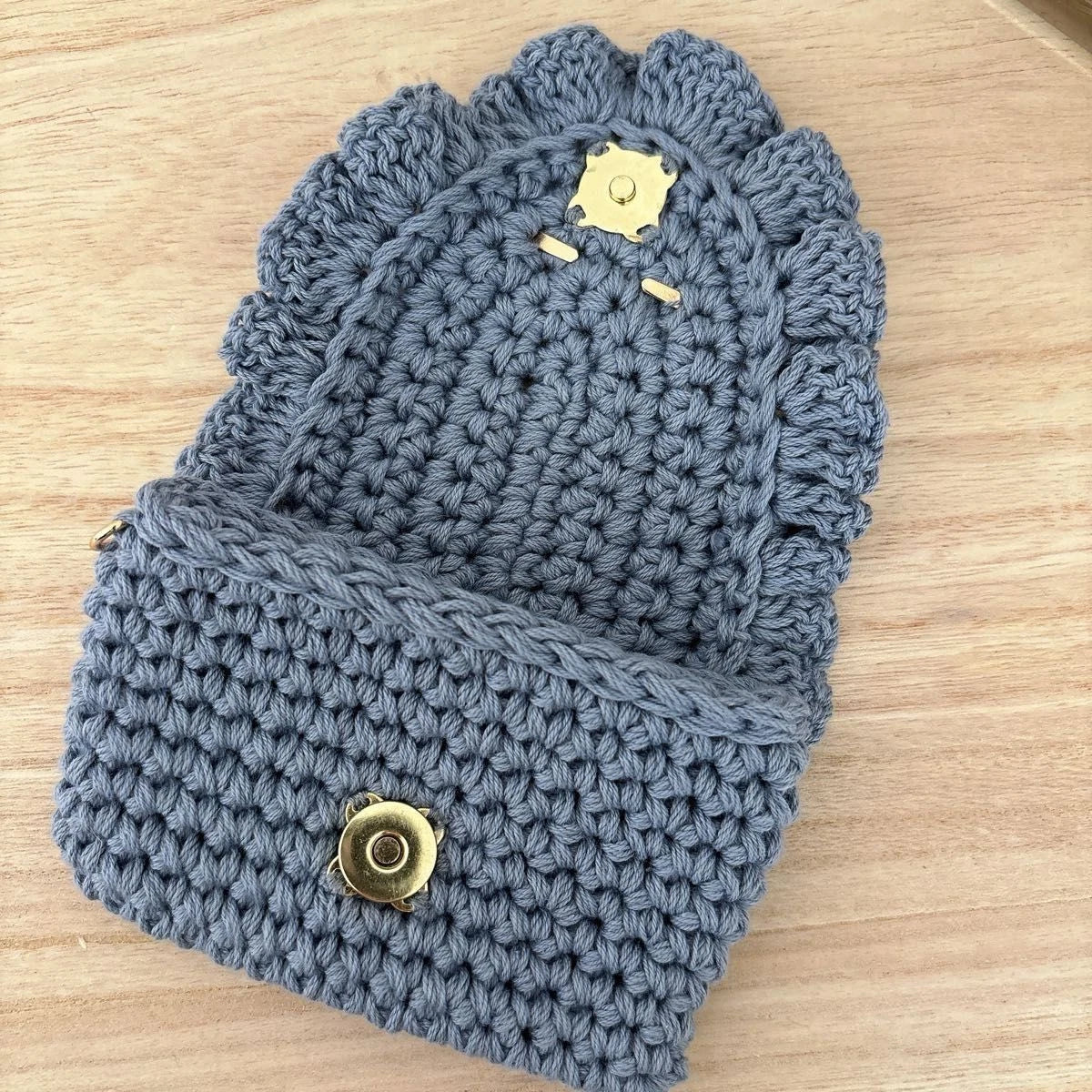 Handmade Frill Card Case in Dusty Blue – Crochet Simple Card Case Gift