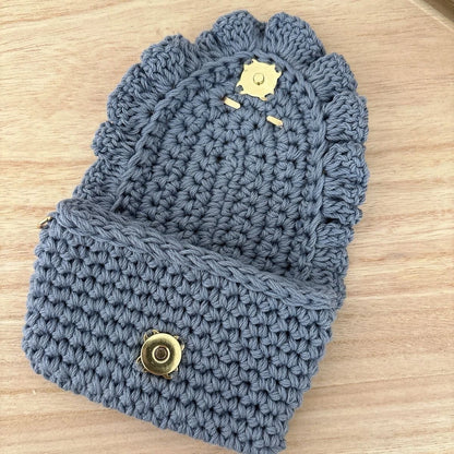 Handmade Frill Card Case in Dusty Blue – Crochet Simple Card Case Gift