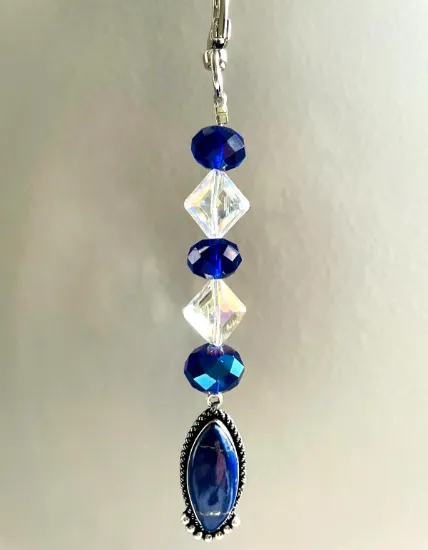 Picture of Handmade Blue Lapis Beaded Bag Charm – Artisan Purse Accessory – One of a Kind Keychain