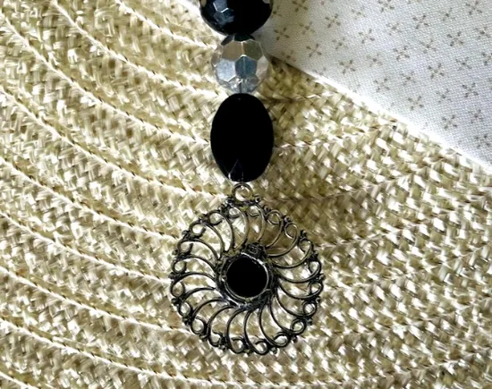 Picture of Handmade Black Onyx Bag Charm – Silver Artisan Purse Accessory – One of a Kind Keychain