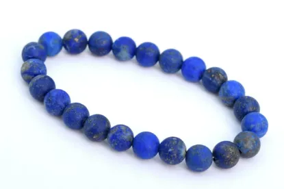 Picture of 7-8MM Matte Blue Lapis Lazuli Bracelet – Natural Gemstone Bead Stretch Bracelet Handmade Jewelry Gift