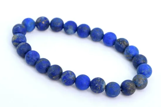 Picture of 7-8MM Matte Blue Lapis Lazuli Bracelet – Natural Gemstone Bead Stretch Bracelet Handmade Jewelry Gift