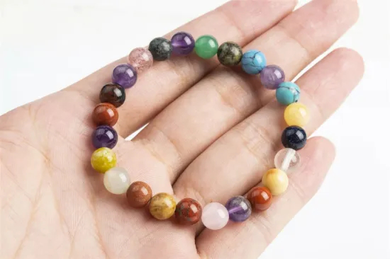 Picture of 7-8MM Mixed Stone Bracelet AAA Round Natural Bead Stretch Bracelet for Women & Men
