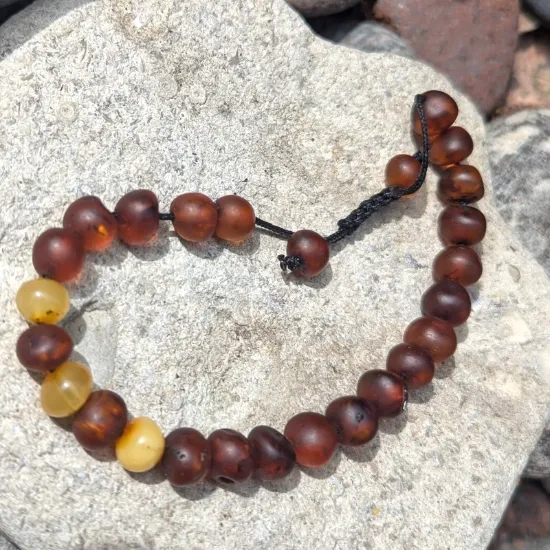 Picture of Baroque Amber Bead Bracelet Adjustable Natural Cognac Beads Unisex Handmade Jewelry Gift