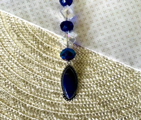 Picture of Handmade Blue Lapis Beaded Bag Charm - Artisan Purse Accessory - One of a Kind Keychain