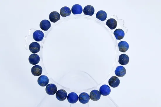 Picture of 7-8MM Matte Blue Lapis Lazuli Bracelet - Natural Gemstone Bead Stretch Bracelet Handmade Jewelry Gift