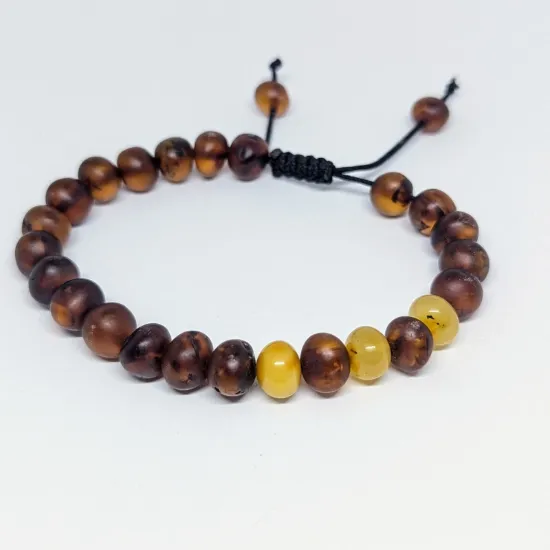 Picture of Baroque Amber Bead Bracelet Adjustable Natural Cognac Beads Unisex Handmade Jewelry Gift